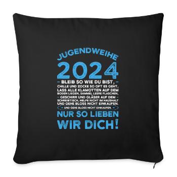 Jugendweihe 2024 Jugend Jugendliche Geschenk - Sofakissenbezug 45 x 45 cm - Schwarz - Vorne