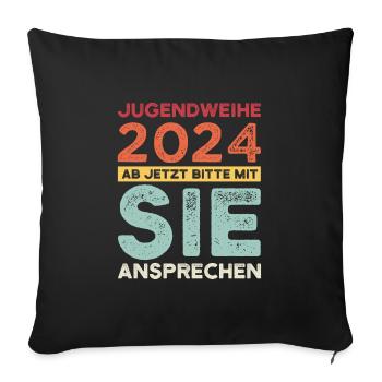 Jugendweihe 2024 Jugend Erwachsen Werden Geschenk - Sofakissenbezug 45 x 45 cm - Schwarz - Vorne
