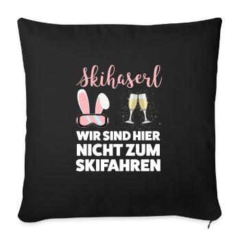 Skihase Apres Ski Skifahrer Geschenk - Sofakissenbezug 45 x 45 cm - Schwarz - Vorne
