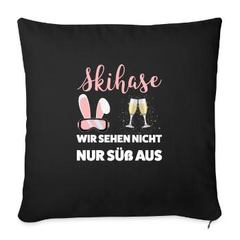 Skihase Apres Ski Skihaserl Geschenk - Sofakissenbezug 45 x 45 cm - Schwarz - Vorne