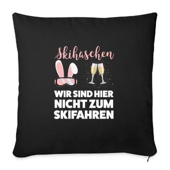 Skihase Apres Ski Skihäschen Geschenk - Sofakissenbezug 45 x 45 cm - Schwarz - Vorne