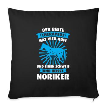 Noriker Pferd Reiter Geschenk - Sofakissenbezug 45 x 45 cm - Schwarz - Vorne