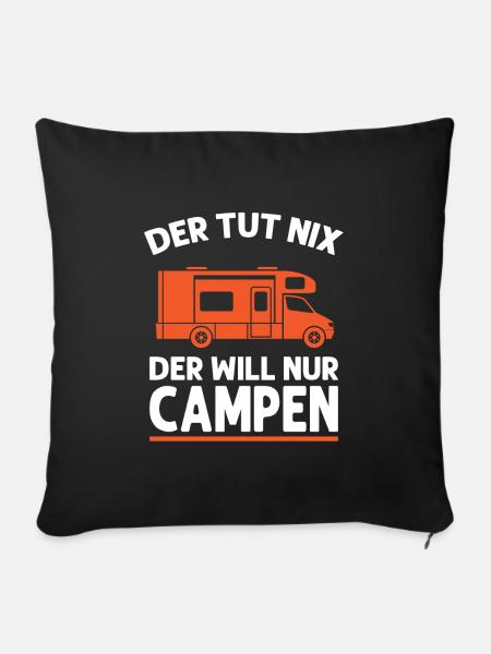 Camper Campen Camping Geschenk - Sofakissenbezug 45 x 45 cm - Schwarz