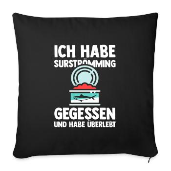 Surströmming Fisch Dosenfisch Geschenk - Sofakissenbezug 45 x 45 cm - Schwarz - Vorne