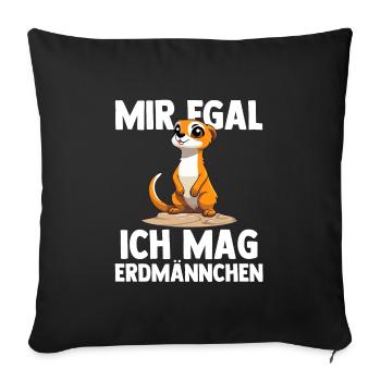 Erdmännchen Tier Säugetier Geschenk - Sofakissenbezug 45 x 45 cm - Schwarz - Vorne
