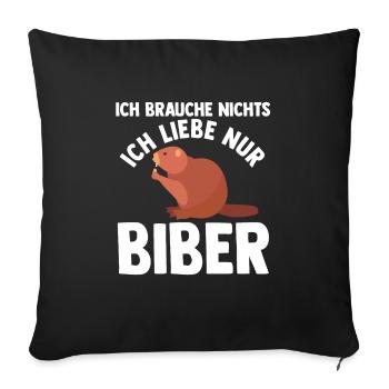 Biber Tier Biber Damm Geschenk - Sofakissenbezug 45 x 45 cm - Schwarz - Vorne