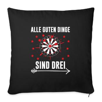 Darts Darten Darter Geschenk - Sofakissenbezug 45 x 45 cm - Schwarz - Vorne