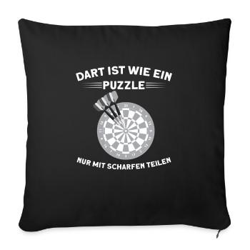 Darts Darten Darter Geschenk - Sofakissenbezug 45 x 45 cm - Schwarz - Vorne