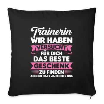 Sport Trainer Trainerin Geschenk - Sofakissenbezug 45 x 45 cm - Schwarz - Vorne