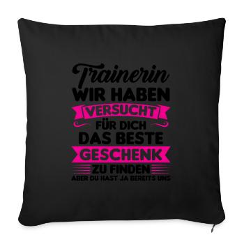 Sport Trainer Trainerin Geschenk - Sofakissenbezug 45 x 45 cm - Schwarz - Vorne