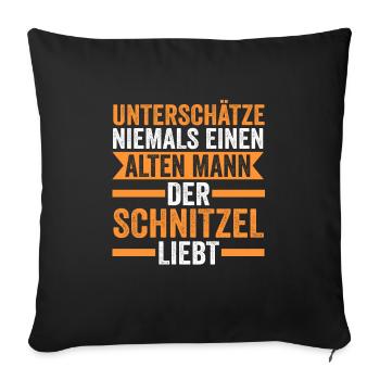 Schnitzel Wiener Schnitzelliebhaber Geschenk - Sofakissenbezug 45 x 45 cm - Schwarz - Vorne