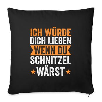 Schnitzel Wiener Schweineschnitzel Geschenk - Sofakissenbezug 45 x 45 cm - Schwarz - Vorne