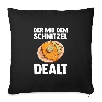 Schnitzel Wiener Schnitzelliebhaber Geschenk - Sofakissenbezug 45 x 45 cm - Schwarz - Vorne