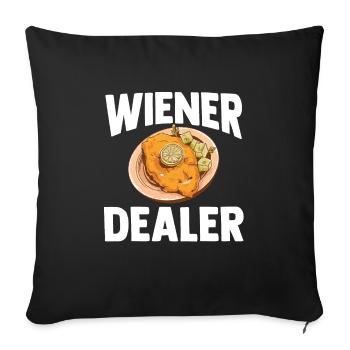 Schnitzel Wiener Schweineschnitzel Geschenk - Sofakissenbezug 45 x 45 cm - Schwarz - Vorne