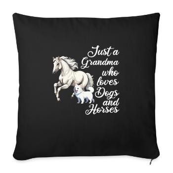 Pferd Pferde und Hund Hund Geschenk - Sofakissenbezug 45 x 45 cm - Schwarz - Vorne