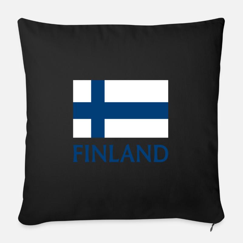 Finnland Flagge - Sofakissenbezug 45 x 45 cm - Schwarz