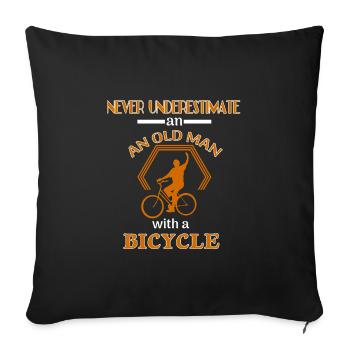 Cadeau de retraité vélo - Housse de coussin décorative 45 x 45 cm - noir - Devant