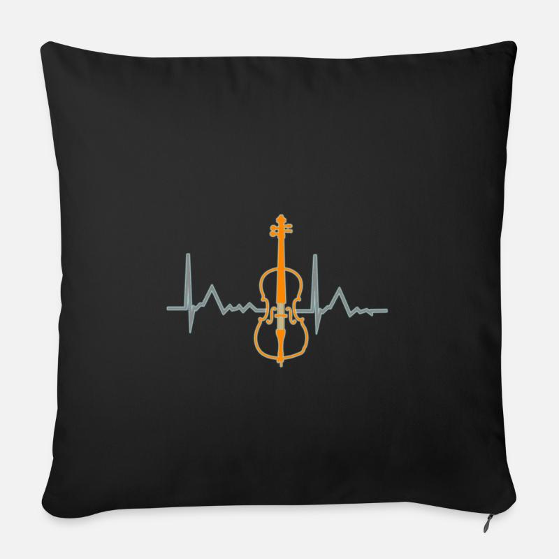 Cello Herzschlag - Sofakissenbezug 45 x 45 cm - Schwarz
