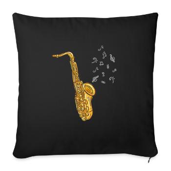 Saxophone instrument de musique - Housse de coussin décorative 45 x 45 cm - noir - Devant