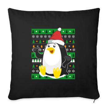 Ugly Christmas Pingouin - Housse de coussin décorative 45 x 45 cm - noir - Devant
