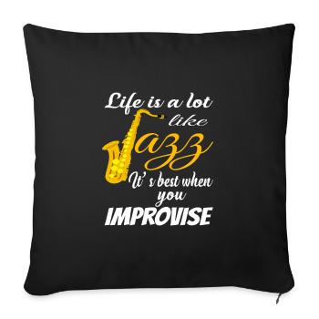 Jazz musiciens - Housse de coussin décorative 45 x 45 cm - noir - Devant
