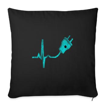 Electrician Electricity Heartbeat - Sofa pillowcase 17,3'' x 17,3'' (45 x 45 cm) - black - Front
