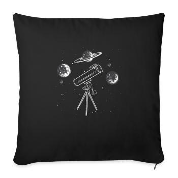 Planète télescope - Housse de coussin décorative 45 x 45 cm - noir - Devant