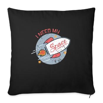 Fusée astronaute - Housse de coussin décorative 45 x 45 cm - noir - Devant