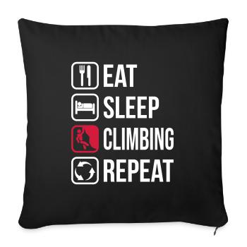 Eat Sleep Climbing Repeat - Sofakissenbezug 45 x 45 cm - Schwarz - Vorne