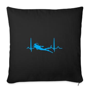 Diving heartbeat - Sofa pillowcase 17,3'' x 17,3'' (45 x 45 cm) - black - Front