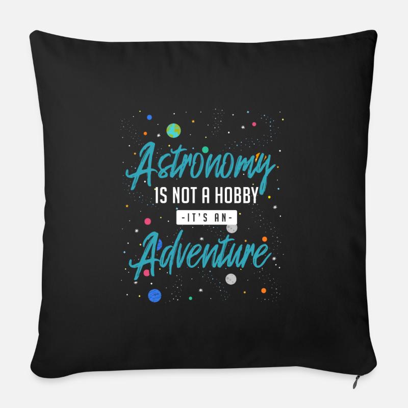 Aventure astronomique - Housse de coussin décorative 45 x 45 cm - noir