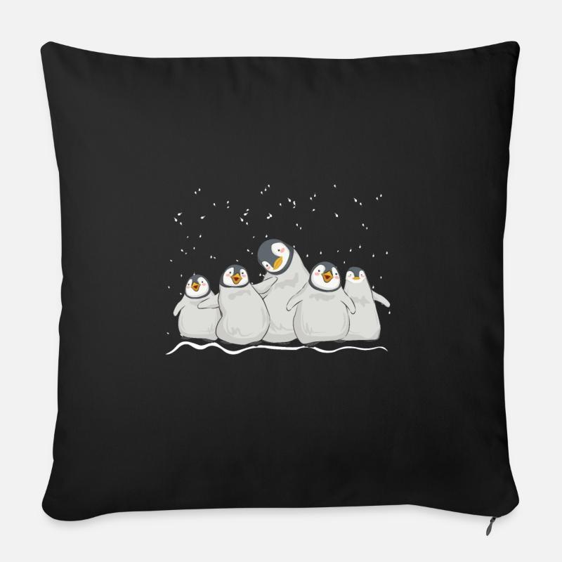 Pinguin Gemeinschaft - Sofakissenbezug 45 x 45 cm - Schwarz