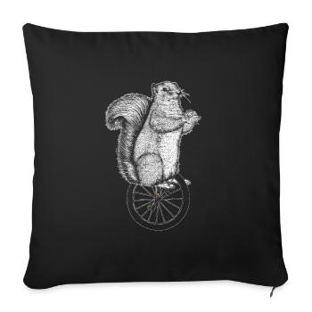 Monocycle écureuil - Housse de coussin décorative 45 x 45 cm - noir - Devant