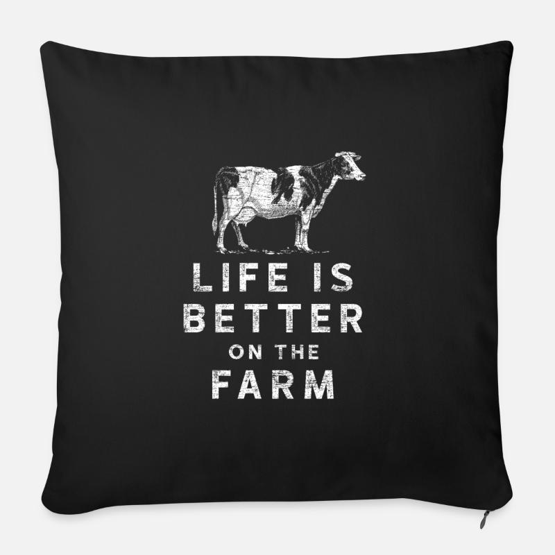 Ferme de vache - Housse de coussin décorative 45 x 45 cm - noir