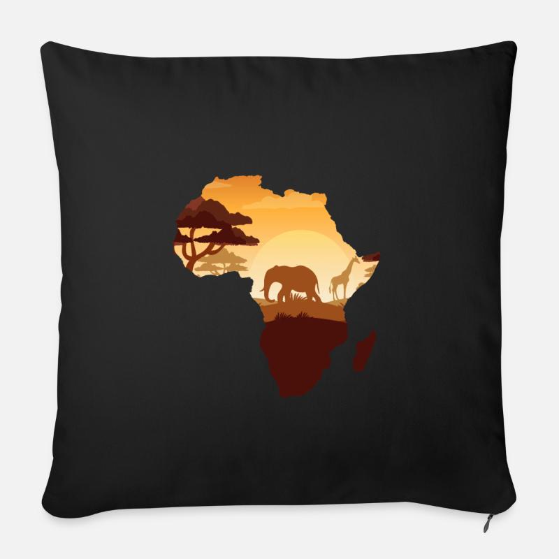 Afrika Tiere Elefanten - Sofakissenbezug 45 x 45 cm - Schwarz