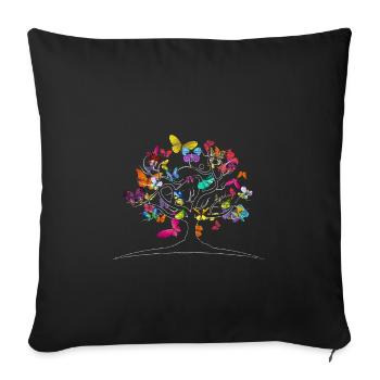 Butterflies butterfly tree - Sofa pillowcase 17,3'' x 17,3'' (45 x 45 cm) - black - Front