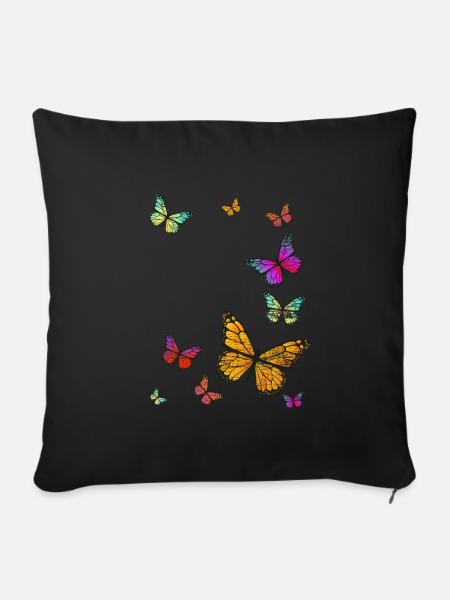 Schmetterlinge Schwarm - Sofakissenbezug 45 x 45 cm - Schwarz
