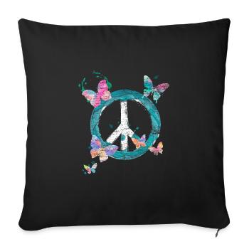 Papillons Paix - Housse de coussin décorative 45 x 45 cm - noir - Devant
