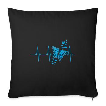 Butterfly heart pulse - Sofa pillowcase 17,3'' x 17,3'' (45 x 45 cm) - black - Front