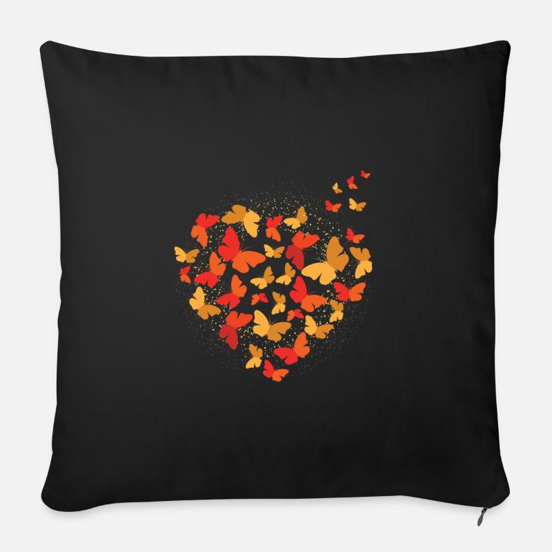 Schmetterlinge Herz - Sofakissenbezug 45 x 45 cm - Schwarz