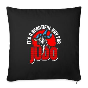 Passion du judo - Housse de coussin décorative 45 x 45 cm - noir - Devant