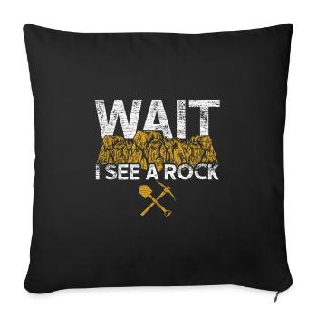 Archéologie pierres - Housse de coussin décorative 45 x 45 cm - noir - Devant