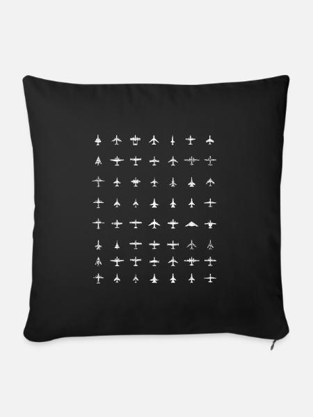 Flugzeuge - Sofakissenbezug 45 x 45 cm - Schwarz