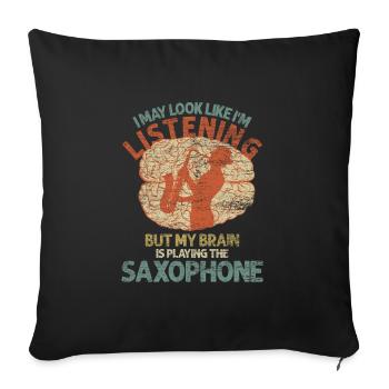 Saxophone head - Sofa pillowcase 17,3'' x 17,3'' (45 x 45 cm) - black - Front