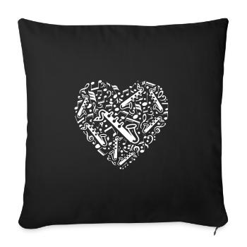 Coeur clarinette basse - Housse de coussin décorative 45 x 45 cm - noir - Devant