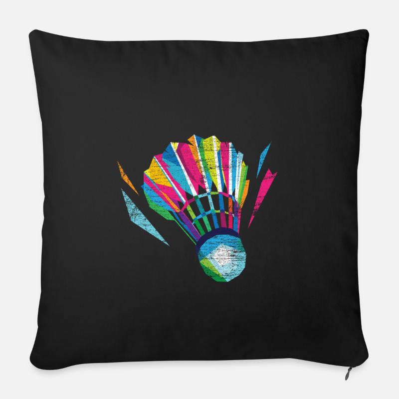 Badminton Federball - Sofakissenbezug 45 x 45 cm - Schwarz