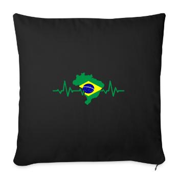 Brazil heart pulse - Sofa pillowcase 17,3'' x 17,3'' (45 x 45 cm) - black - Front