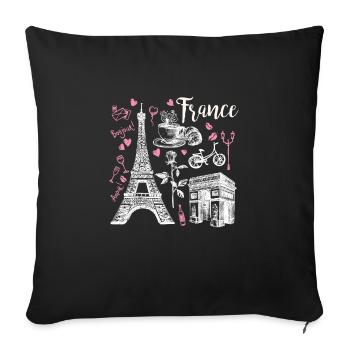 France symbols Eiffel tower - Sofa pillowcase 17,3'' x 17,3'' (45 x 45 cm) - black - Front