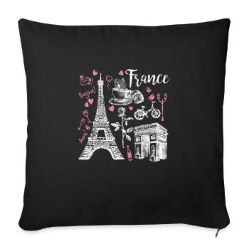 France Paris - Sofa pillowcase 17,3'' x 17,3'' (45 x 45 cm) - black - Front