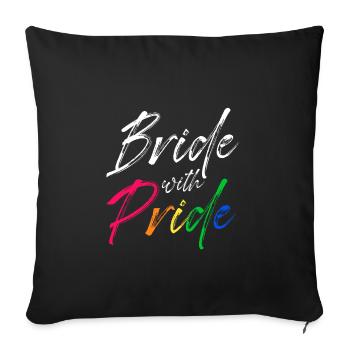 Mariée fiancée LGBT - Housse de coussin décorative 45 x 45 cm - noir - Devant